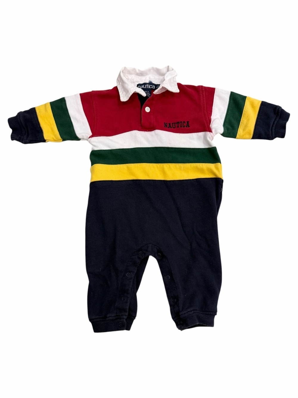 Nautica Vintage Navy Colorblock Cotton Baby One-Piece Jumpsuit 6-12 months